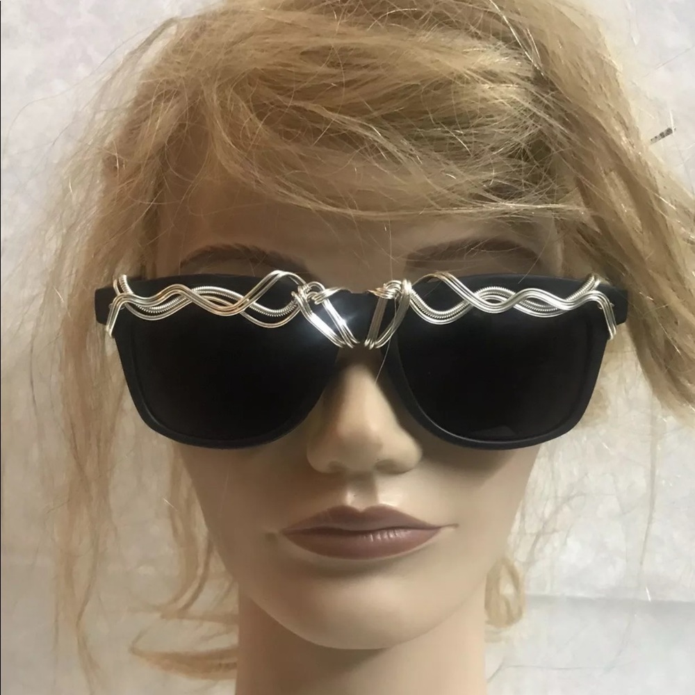 Eko sunglasses wooden frames silver rope embellish